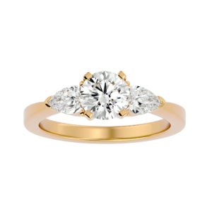 Pear Side Stone Classic 3 Stone Ring