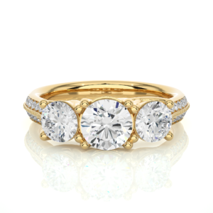 3 Stone Vintage Double Row Engagement Ring