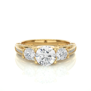 Tri Diamond Solitaire Wedding Engagement Ring