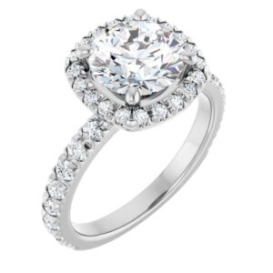 French-Set Halo Engagement Ring