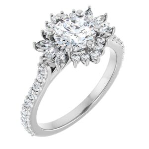 French-Set Halo Engagement Ring