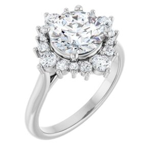 French-Set Halo Engagement Ring