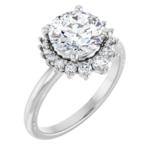 French-Set Halo Engagement Ring